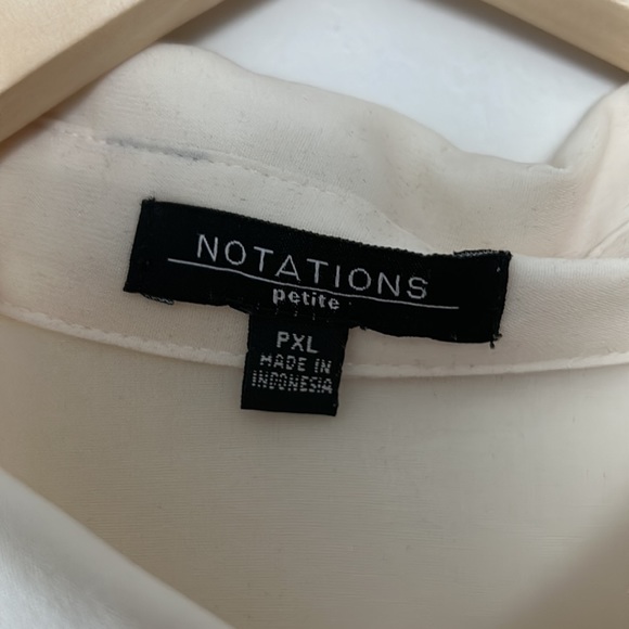 Notations ; ivory color, button-down blouse. Petite, size L/XL. - Picture 2 of 8